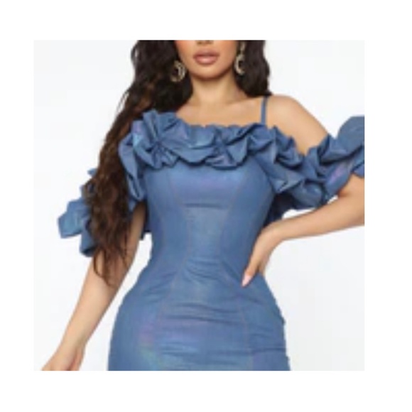 Fashion Nova Feeling Just Right Mini Dress - Blue - 1X - Picture 1 of 6